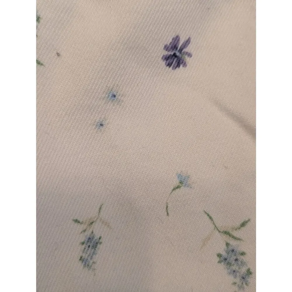 Old Navy Denim Short Overalls, White, Blue Flowers, NWOT, Girl's XL 14/16